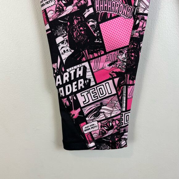 Star Wars Pink Black Graphic Comic Book Leggings Girls size XL 14 16 - Picture 5 of 8